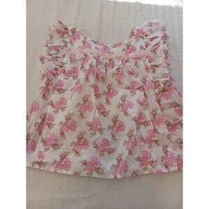 American Girl LoveShackFancy pink floral top girls 7 ruffle lace cotton blouse